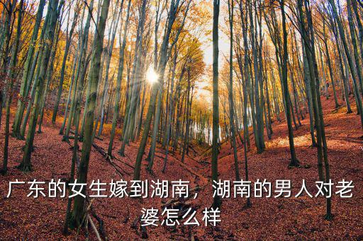 廣東的女生嫁到湖南，湖南的男人對老婆怎么樣