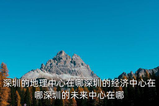 深圳智理在哪里,深圳的經濟中心在哪