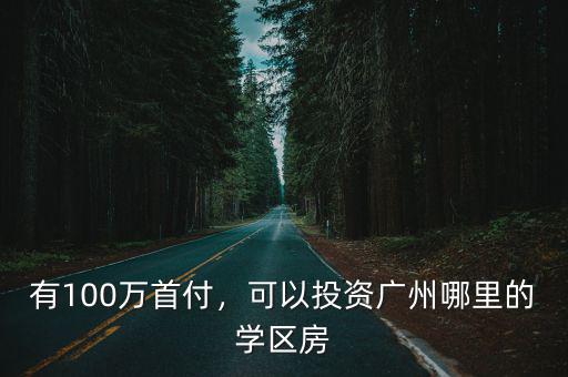 有100萬首付，可以投資廣州哪里的學區房
