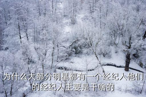 為什么大部分明星都有一個經紀人他們的經紀人主要是干啥的