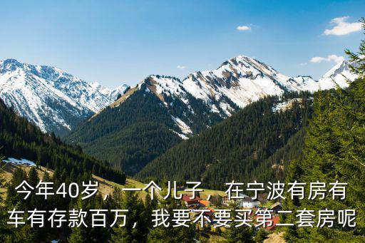 今年40歲，一個兒子，在寧波有房有車有存款百萬，我要不要買第二套房呢
