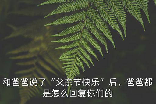 和爸爸說了“父親節(jié)快樂”后，爸爸都是怎么回復(fù)你們的
