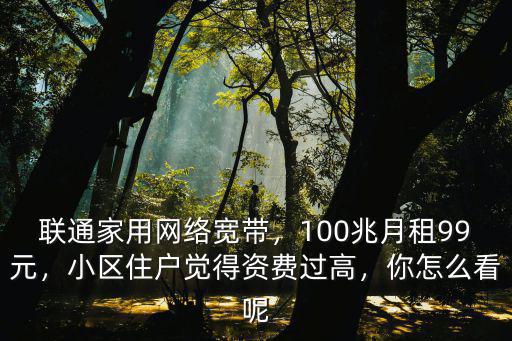 聯通家用網絡寬帶，100兆月租99元，小區住戶覺得資費過高，你怎么看呢
