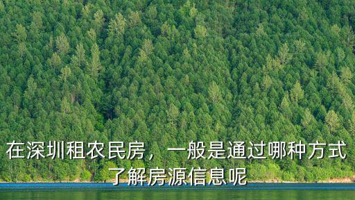 在深圳租農(nóng)民房，一般是通過哪種方式了解房源信息呢