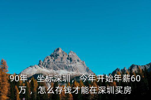 深圳房產怎么給工資,怎么存錢才能在深圳買房