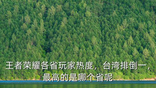 王者榮耀各省玩家熱度，臺灣排倒一，最高的是哪個省呢