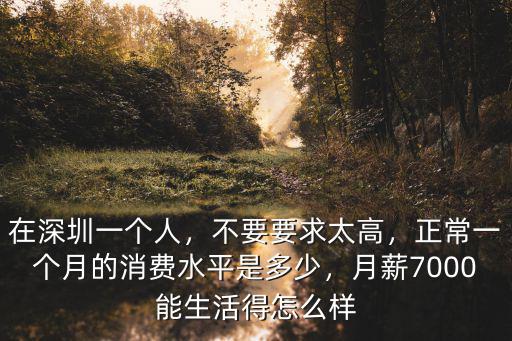深圳消費水平多少錢,在深圳一個人