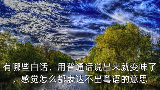 有哪些白話，用普通話說出來就變味了，感覺怎么都表達不出粵語的意思