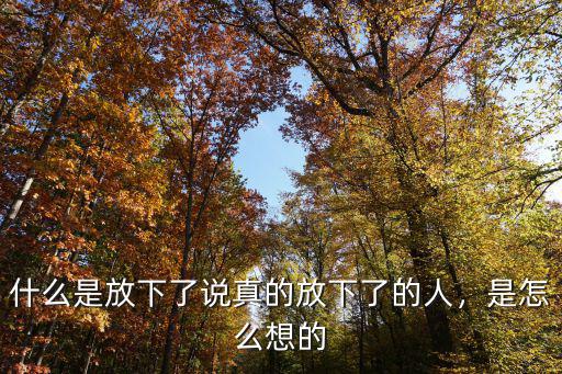 什么是放下了說真的放下了的人，是怎么想的