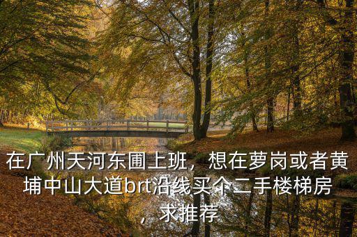 在廣州天河東圃上班，想在蘿崗或者黃埔中山大道brt沿線買個二手樓梯房，求推薦