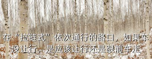 在“拉鏈式”依次通行的路口，如果車沒讓行，是應該讓行還是跟前車走
