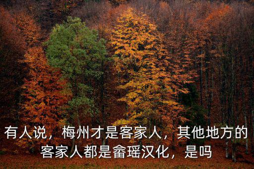 有人說(shuō)，梅州才是客家人，其他地方的客家人都是畬瑤漢化，是嗎