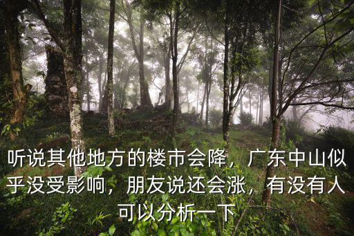 聽說其他地方的樓市會降，廣東中山似乎沒受影響，朋友說還會漲，有沒有人可以分析一下