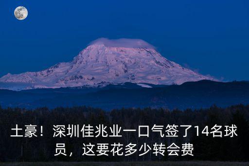 土豪！深圳佳兆業一口氣簽了14名球員，這要花多少轉會費