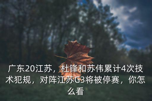 廣東20江蘇，杜鋒和蘇偉累計4次技術犯規，對陣江蘇G3將被停賽，你怎么看