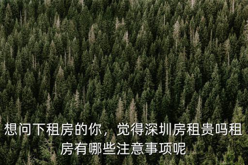 深圳的租房怎么樣,想問下租房的你