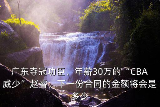 廣東球員趙睿年薪是多少,年薪30萬的CBA威少趙睿