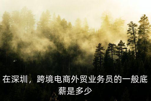 在深圳，跨境電商外貿業務員的一般底薪是多少