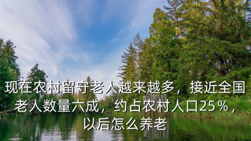 現在農村留守老人越來越多，接近全國老人數量六成，約占農村人口25％，以后怎么養老