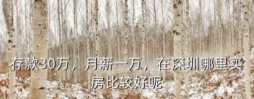 存款30萬，月薪一萬，在深圳哪里買房比較好呢
