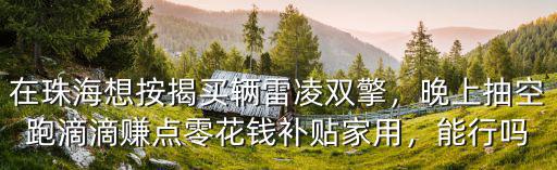 在珠海跑滴滴一天多少錢,在珠海想按揭買輛雷凌雙擎