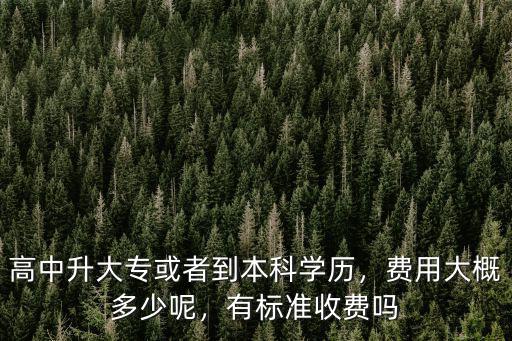高中升大?；蛘叩奖究茖W歷，費用大概多少呢，有標準收費嗎