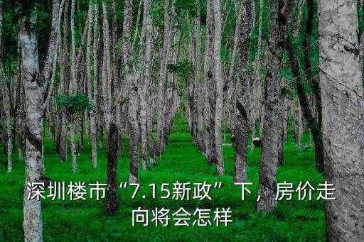 深圳樓市“7.15新政”下，房價走向將會怎樣