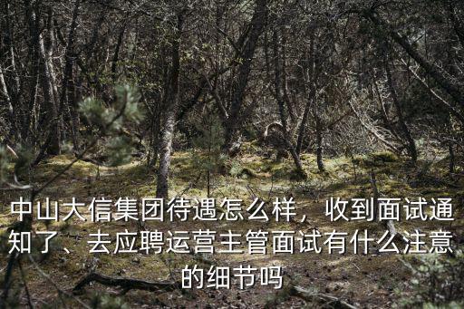 中山大信集團待遇怎么樣，收到面試通知了、去應聘運營主管面試有什么注意的細節嗎