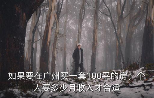 如果要在廣州買一套100平的房，個人要多少月收入才合適