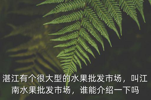 湛江水果批發市場哪里便宜嗎,誰能介紹一下嗎