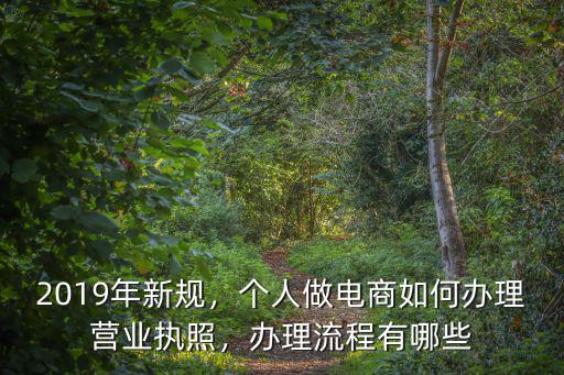 2019年新規(guī)，個人做電商如何辦理營業(yè)執(zhí)照，辦理流程有哪些