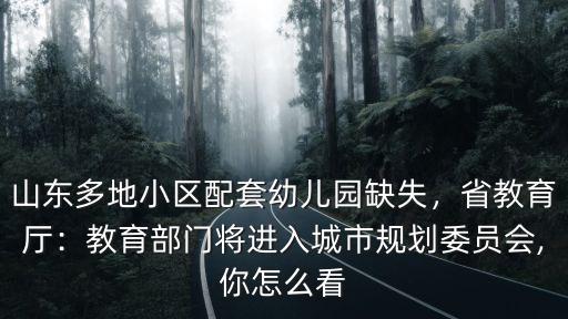 山東多地小區配套幼兒園缺失，省教育廳：教育部門將進入城市規劃委員會,你怎么看