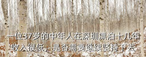 一位37歲的中年人在深圳漂泊十幾年收入很低，是否需要繼續(xù)堅(jiān)持下去
