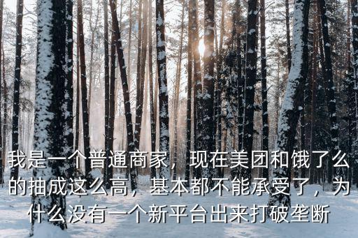 我是一個普通商家，現(xiàn)在美團(tuán)和餓了么的抽成這么高，基本都不能承受了，為什么沒有一個新平臺出來打破壟斷