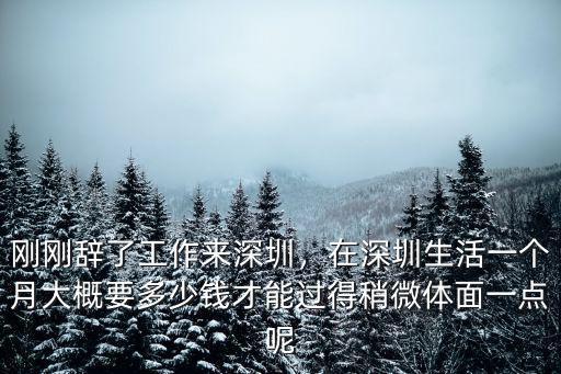 剛剛辭了工作來深圳，在深圳生活一個月大概要多少錢才能過得稍微體面一點呢