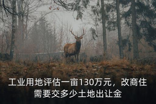 金華浦江工業用地多少一畝,工業用地評估一畝130萬元