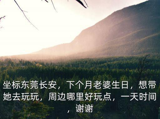 坐標東莞長安，下個月老婆生日，想帶她去玩玩，周邊哪里好玩點，一天時間，謝謝