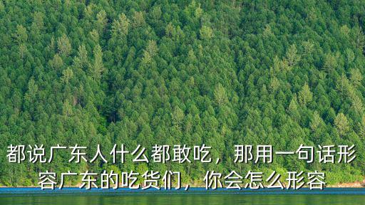 怎么形容廣東的美食,那用一句話形容廣東的吃貨們