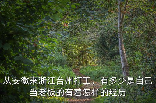 從安徽來浙江臺州打工，有多少是自己當老板的有著怎樣的經歷