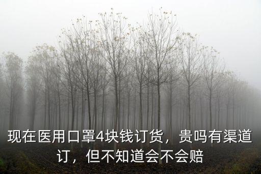 現在醫用口罩4塊錢訂貨，貴嗎有渠道訂，但不知道會不會賠