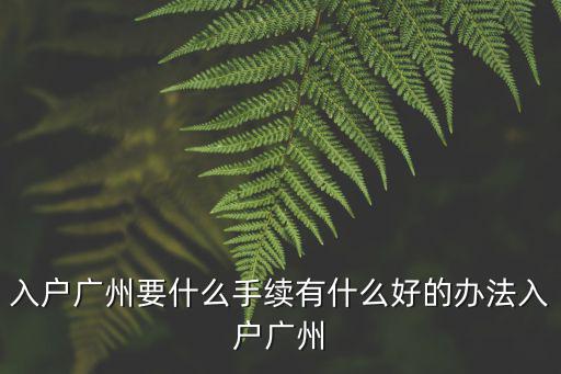 廣州怎么辦理入戶,入戶廣州要什么手續