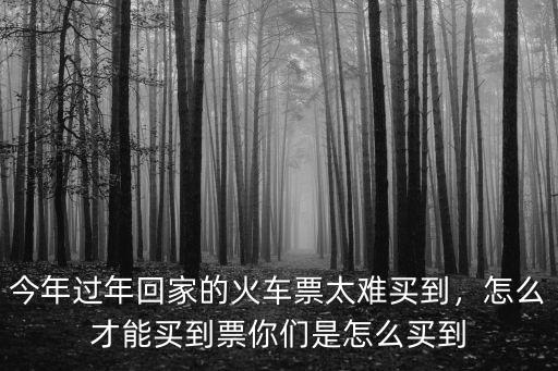 今年過年回家的火車票太難買到，怎么才能買到票你們是怎么買到