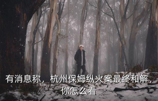 有消息稱，杭州保姆縱火案最終和解，你怎么看