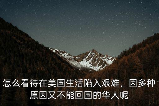 怎么看待在美國生活陷入艱難，因多種原因又不能回國的華人呢