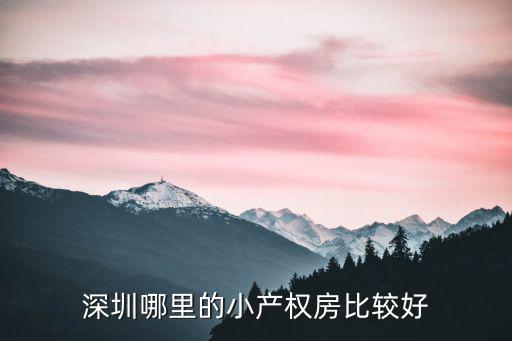 深圳哪里的小產權房比較好