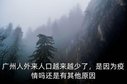 廣州人外來人口越來越少了，是因為疫情嗎還是有其他原因