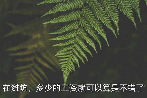 濰坊機械廠工資一個月多少,濰坊一個月收入多少算正常