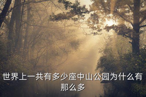 世界上一共有多少座中山公園為什么有那么多