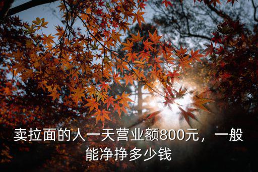 山東拉面哥一天能掙多少錢,一般能凈掙多少錢