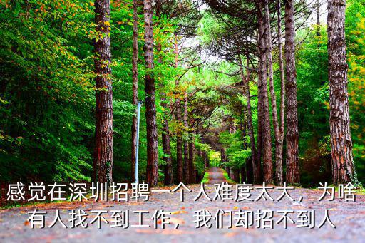 感覺在深圳招聘一個人難度太大，為啥有人找不到工作，我們卻招不到人